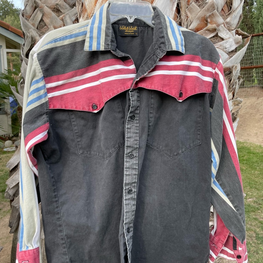 Men’s Western Wild West button down shirt size large. Cowboy horse
